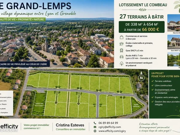Terrain 655 m² Le Grand Lemps