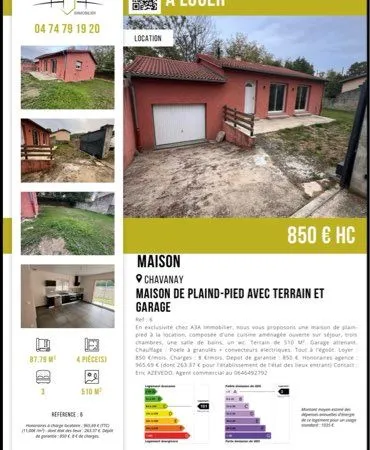 Maison plan pied en location Chavanay