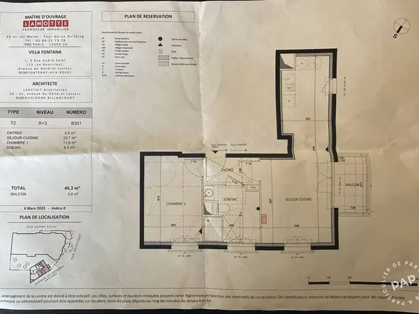 Appartement 2 pièces 45 m²
