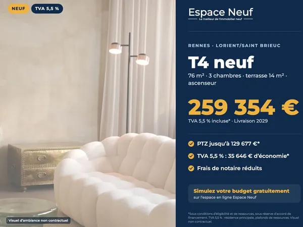 RENNES - Rue de Saint Brieuc - T4 BRS à partir de 282.000EUR