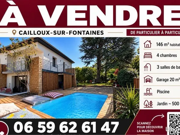 Maison entièrement rénovée - 146 m² - 4 chambres - Piscine - Cailloux-sur-Fontaines