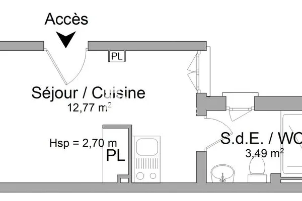 Appartement meublé 1 pièce 16 m²
