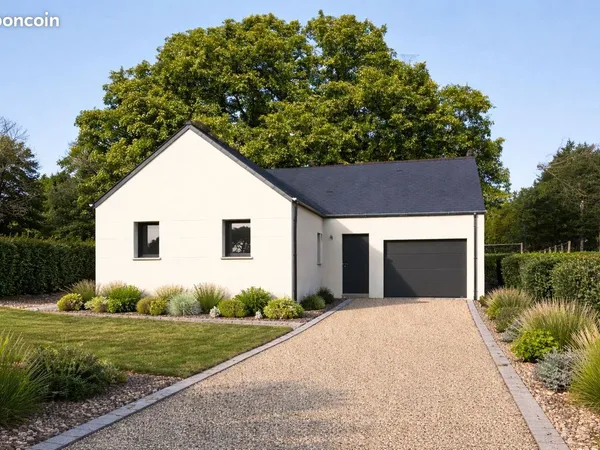 Plain-pied en L de 80m²- 3 chambres et garage