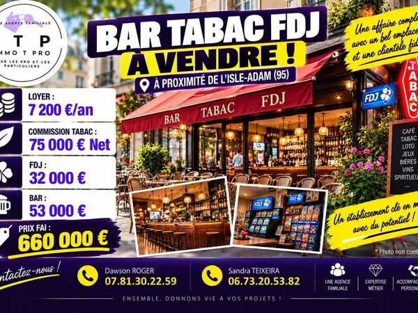 BEAU BAR TABAC FDJ SITUÉ DANS LE VAL D'OISE (95)