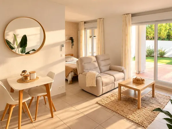 T1 bis meublé avec jardin + Box + Cave