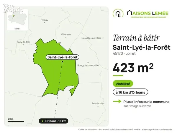 Terrain à bâtir 423 m² viabilisé à Saint-Lyé-la-Forêt