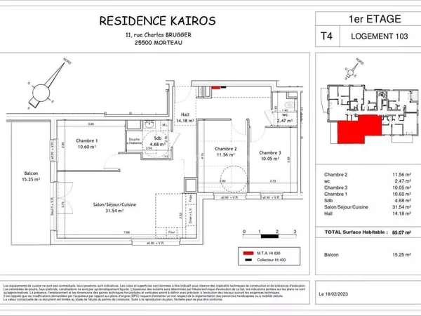Appartement 4 pièces 85 m²