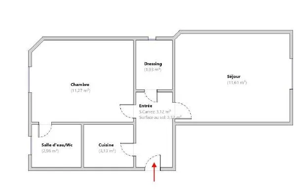 Appartement 2 pièces 34 m²