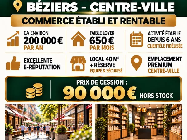 Fond de commerce Béziers centre
