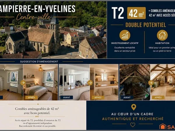 T2 42 m2 centre ville Dampierre-en-Yvelines