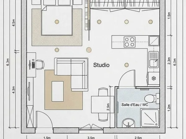 Appartement 1 pièce 40 m²