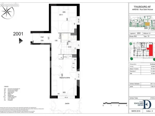 Appartement 2 pièces 39 m²
