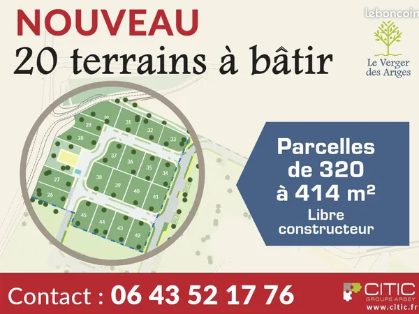 Nouveaux terrains à bâtir viabilisés