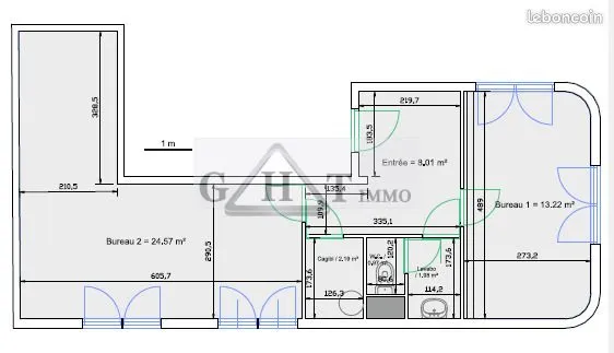 Bureaux 52 m²
