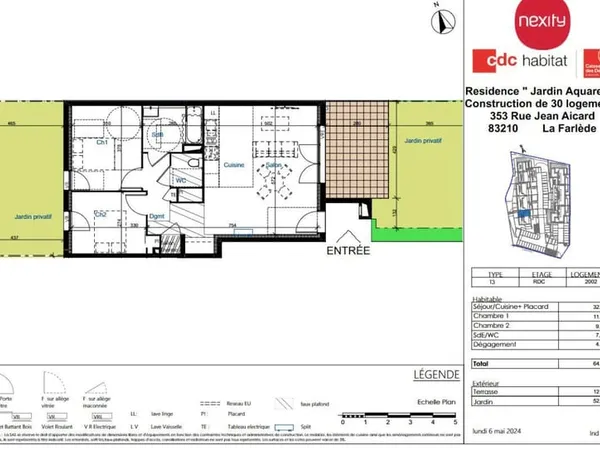 Appartement 3 pièces 64 m²