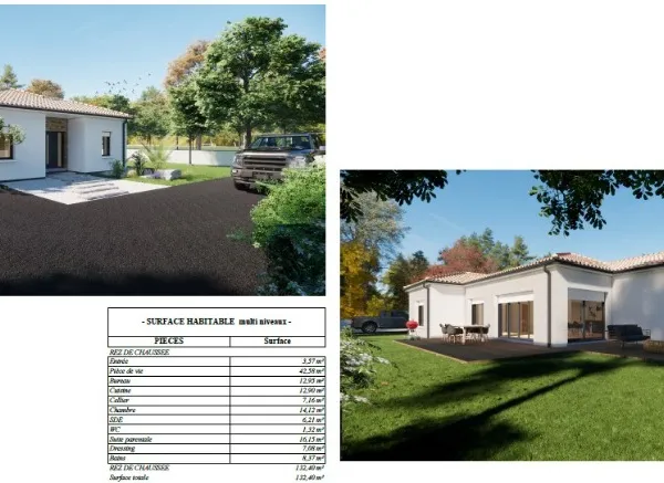 Maison 3 pièces 132 m²