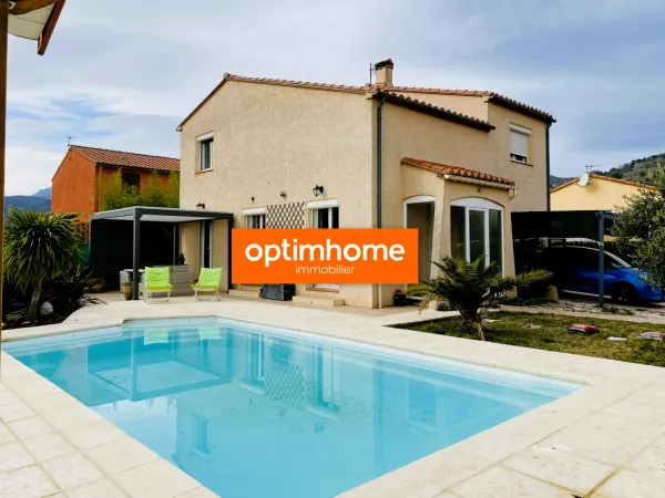 Maison 4 faces 3 chambres piscine garage Prades(66)