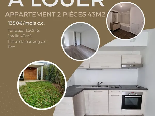 Appartement.2 pièces.43m².RDJ