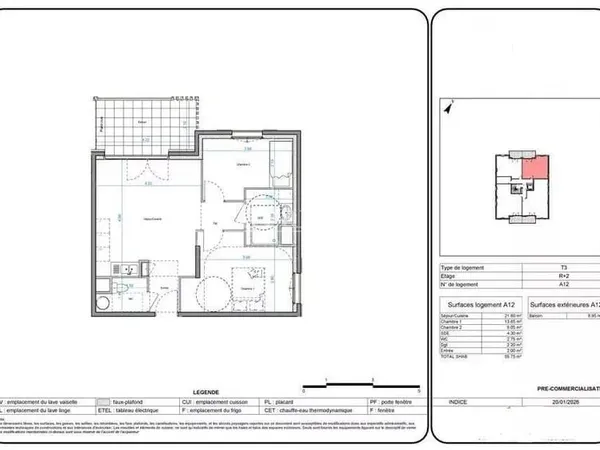 Appartement 3 pièces 56 m²