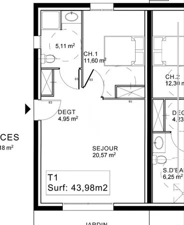 Location T2 mitoyenne