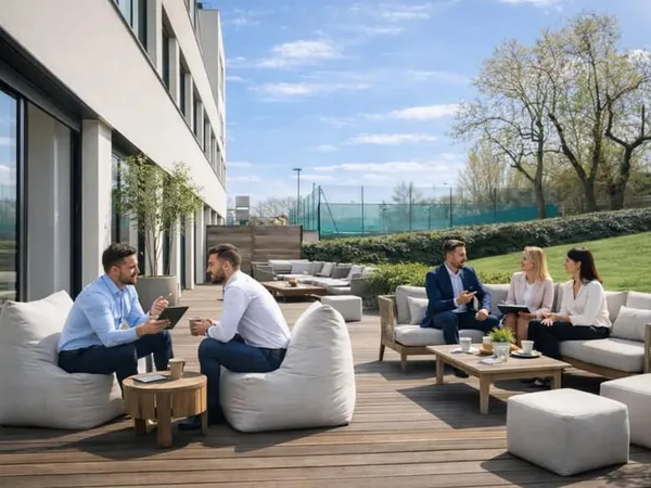 Situés à Rueil sur les bords de Seine et à 13mins à pied du RER A, ces bureaux aménagés en duplex en