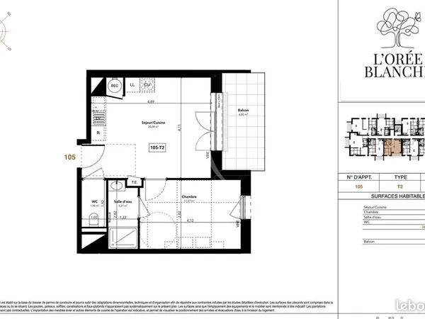 Appartement 2 pièces 37 m²