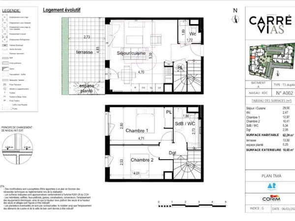 Appartement 3 pièces 62 m²