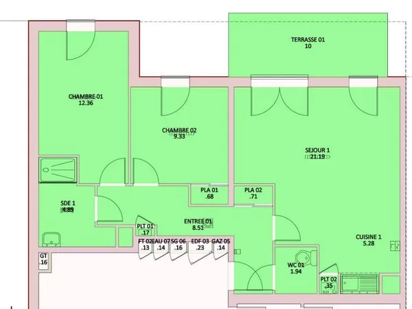 Appartement 3 pièces 68 m²
