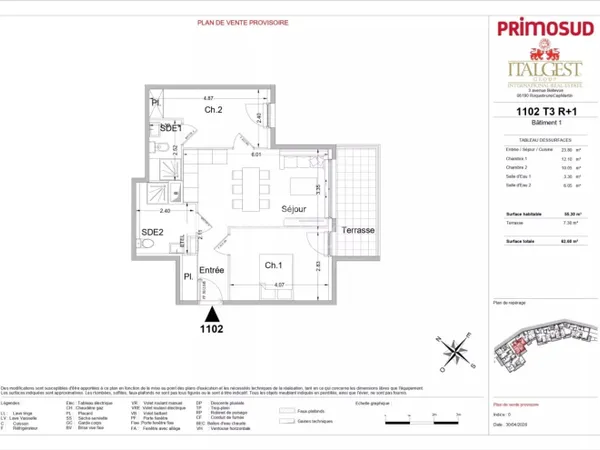 Lot 1102 - 3P de 55,30 m² avec terrasse panoramique - Le Bellevu
