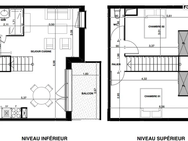 Vente appartement duplex 3P - 70m2