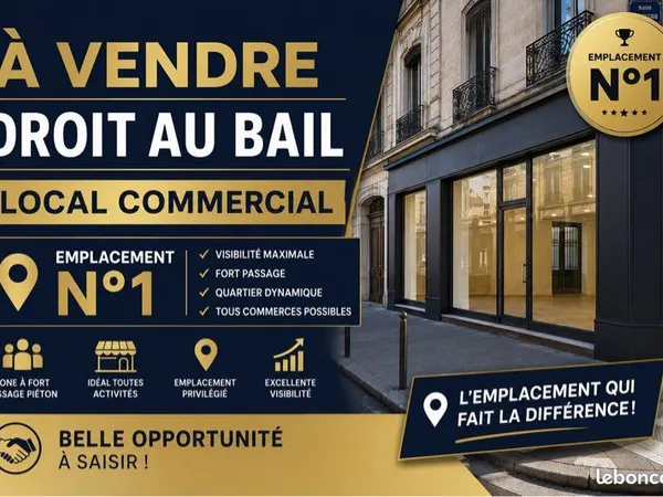 Local commercial 100m2 emplacement n1 droit au bail