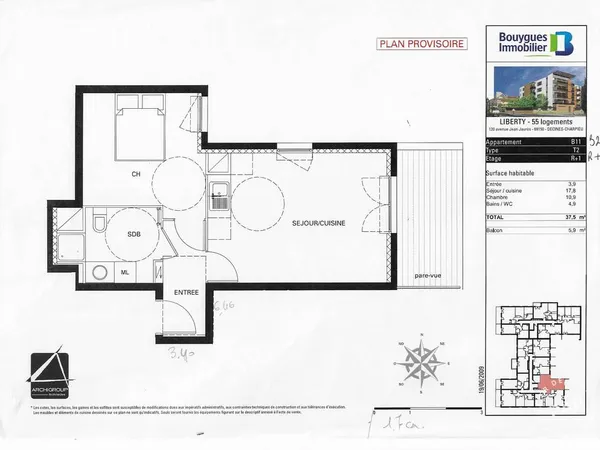 Appartement 2 pièces 38 m²