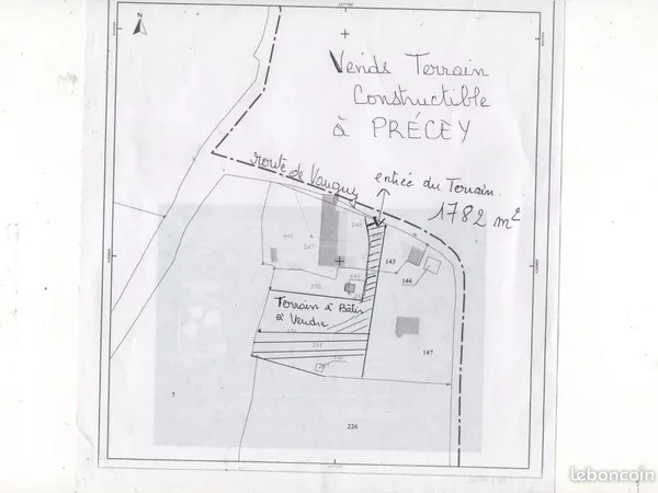 TERRAIN CONSTRUCTIBLE DE 1782 m2 non viabilisé à PRECEY 50220