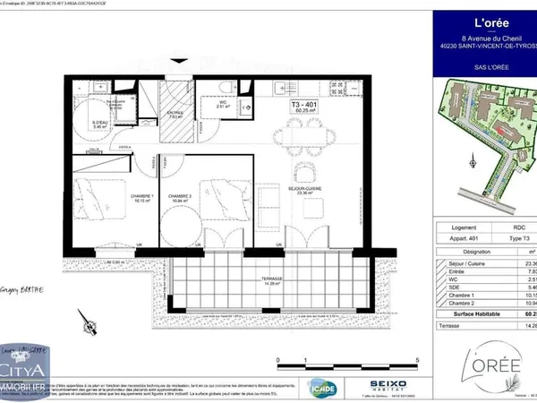 Appartement 3 pièces 60 m²