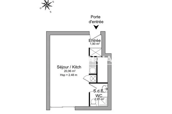 Appartement 1 pièce 26 m²