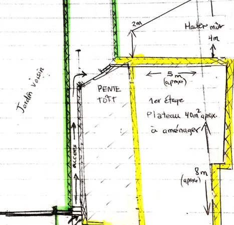 Bâtiment en dupleux mitoyene en pisé à refaire entièrement