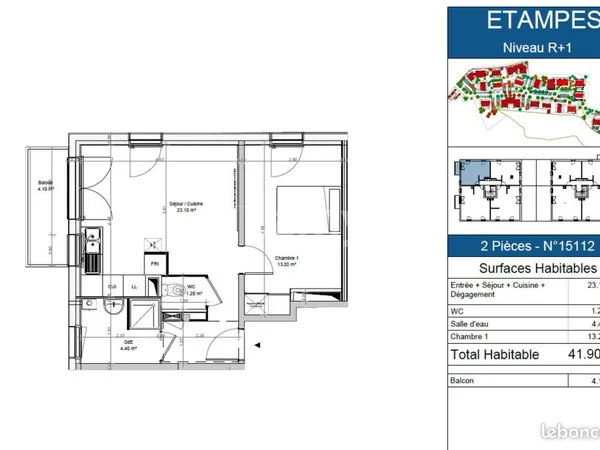 Appartement 2 pièces 41 m²