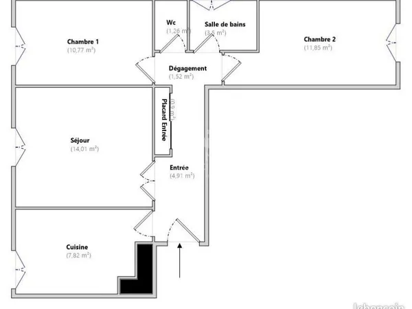 Appartement 3 pièces 57 m²