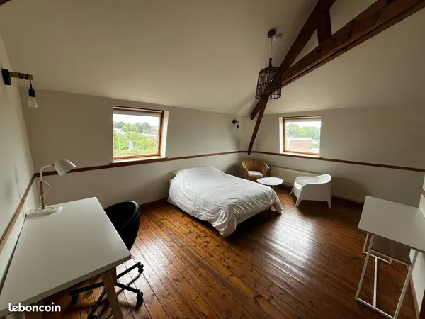 Dernier étage privatif de 30 m² environ : 2 pièces + salle de douche avec toilette dans maison bourg
