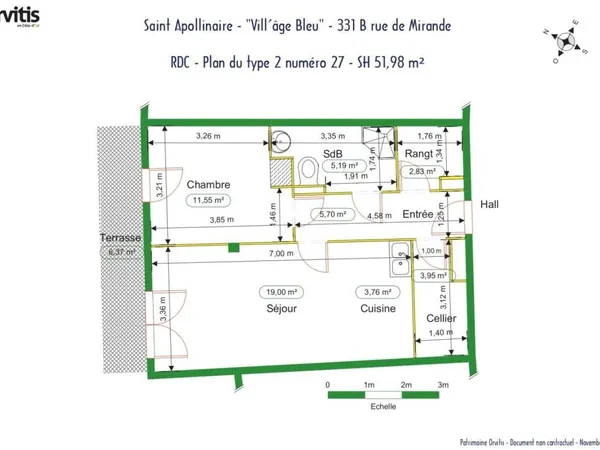 Appartement T2 St Apollinaire SENIORS CHAUFFAGE INCLUS