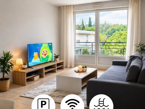 Location d'un charmant T2 avec piscine, parking et WIFI