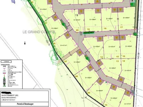 Terrain 400 m² Questembert