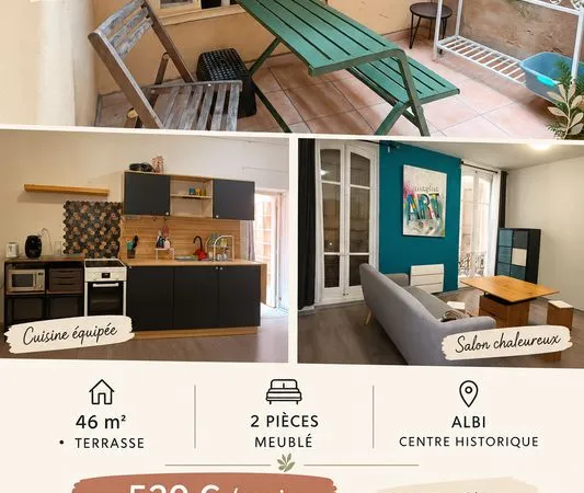 🏡✨ à louer - t2 meublé avec terrasse au coeur d'albi ✨🏡