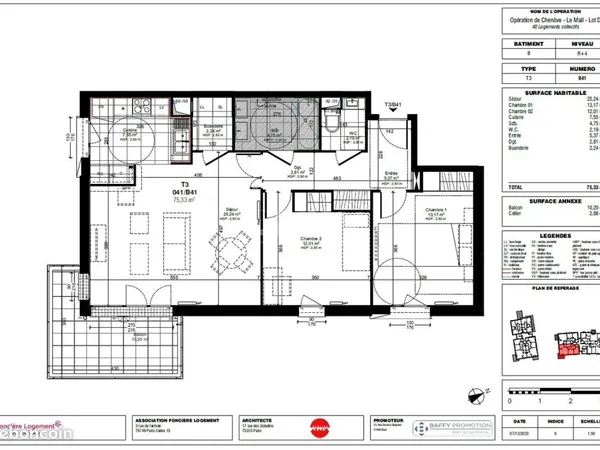 Appartement 3 pièces 75 m²