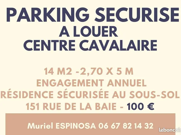Garage à louer sous-sol Centre Ville Cavalaire