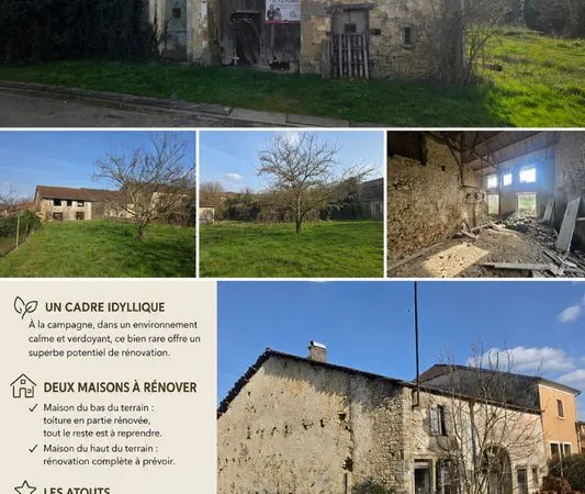 Deux maisons à rénover sur terrain de 1520 m² - Gros potentiel - Villars-Saint-Marcelin (52400)
