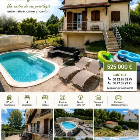 Belle maison individuelle avec piscine dans un environnemen