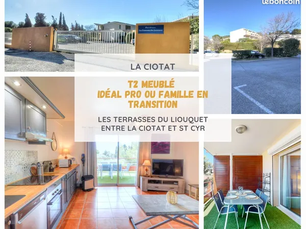☀ T2 meublé avec terrasse - Confort, calme et parking privé ☀