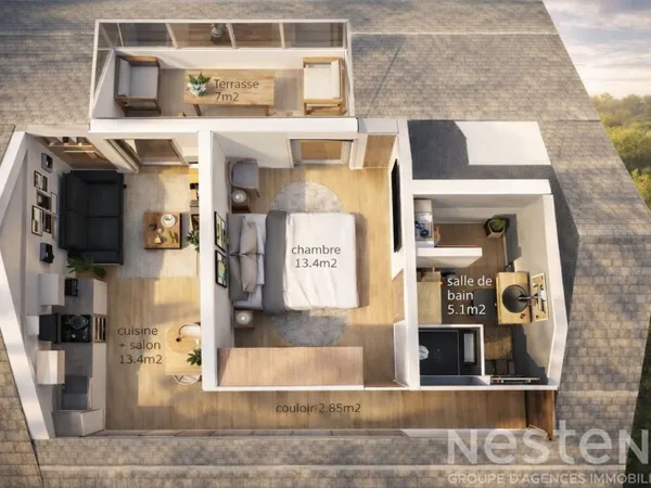 Appartement sans travaux avec loggia Vue Mer et une chambre - Saint Pierre Quiberon