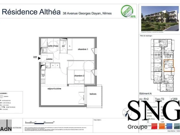 Appartement 3 pièces 59 m²